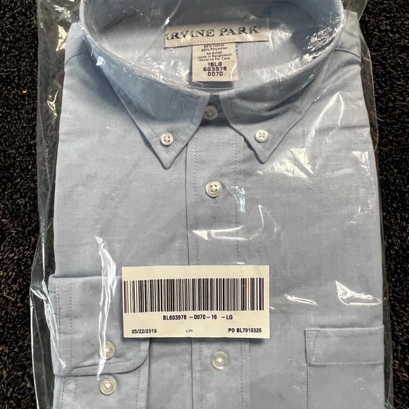 Irvine Park Oxford Long Sleeve Shirt with Button Down Collar sleeve 34/35 inch - Picture 4 of 16